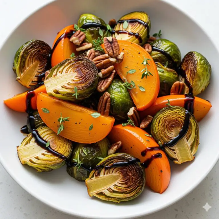 Roasted Persimmon & Brussels Sprouts: A Sweet and Savory Fall Side